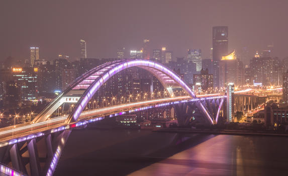 卢浦大桥夜景图片素材免费下载
