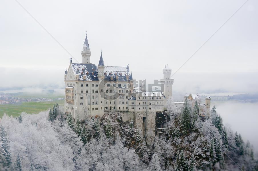 德国新天鹅堡冬景图片素材免费下载