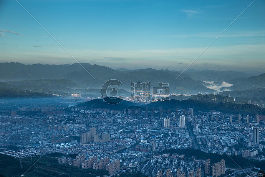 宁波宁海杜鹃山清晨日出风光图片素材免费下载