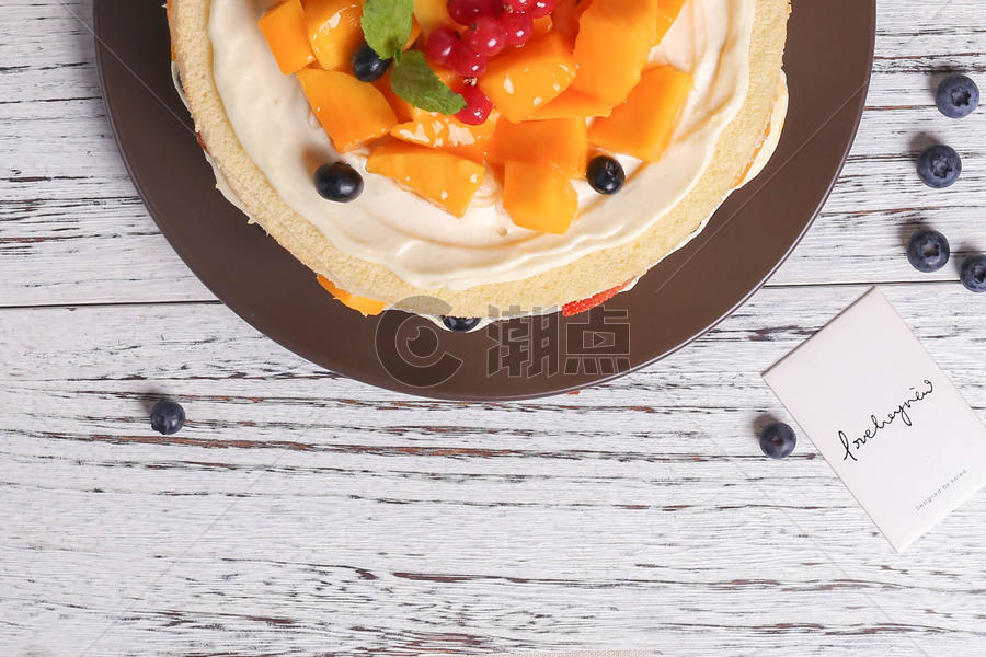 蓝莓 芒果 水果蛋糕图片素材免费下载