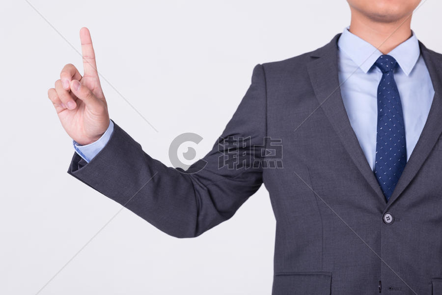 商务男士单手指点击触屏动作手势图片素材免费下载