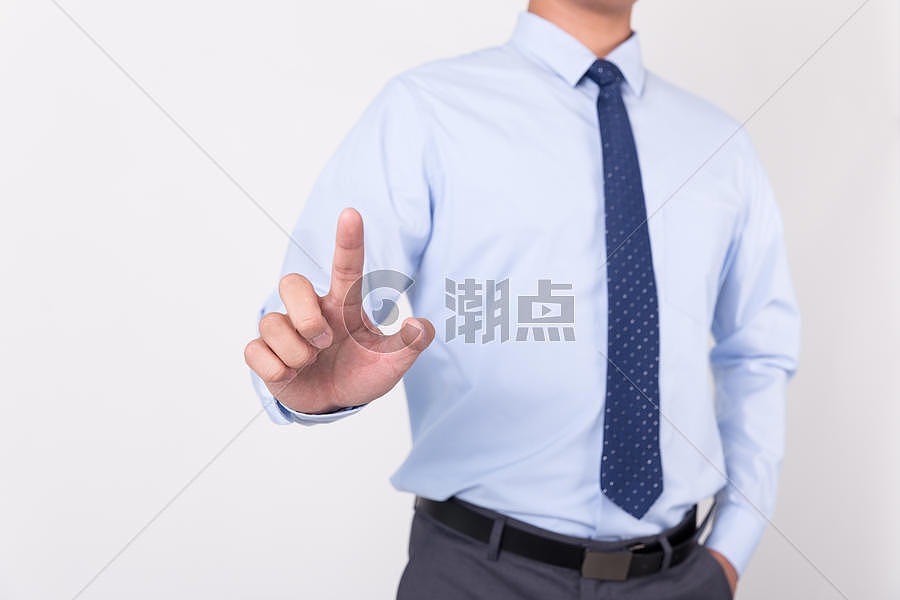 商务男士单手指点击触屏动作手势图片素材免费下载