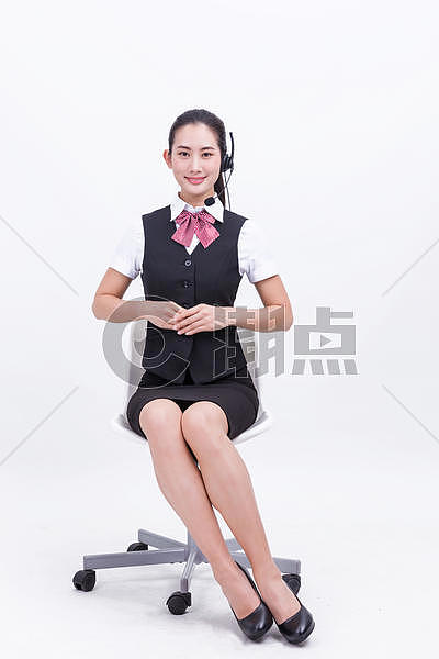 商务职业美女客服坐在椅子上图片素材免费下载