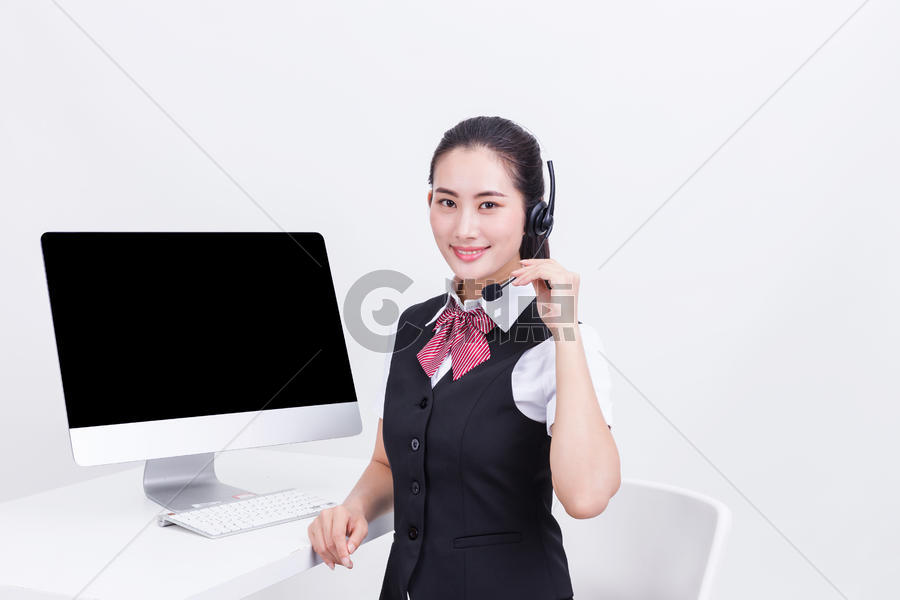 商务职业美女电脑客服图片素材免费下载