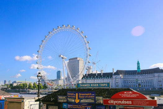 晴空英国伦敦眼泰晤士河图片素材免费下载