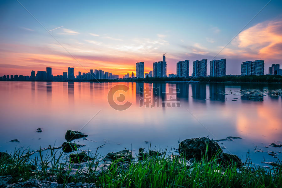 武汉沙湖日落风光图片素材免费下载