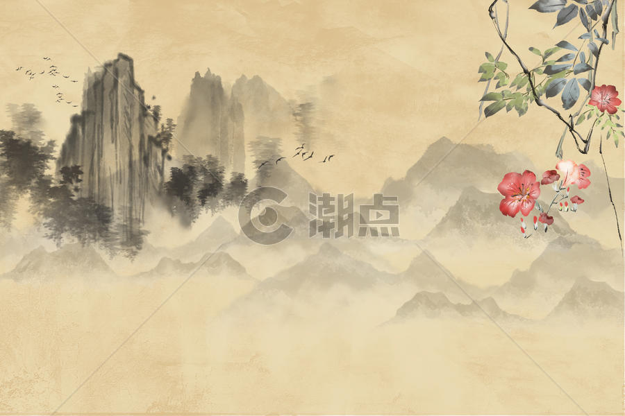 水墨远山中国风图图片素材免费下载