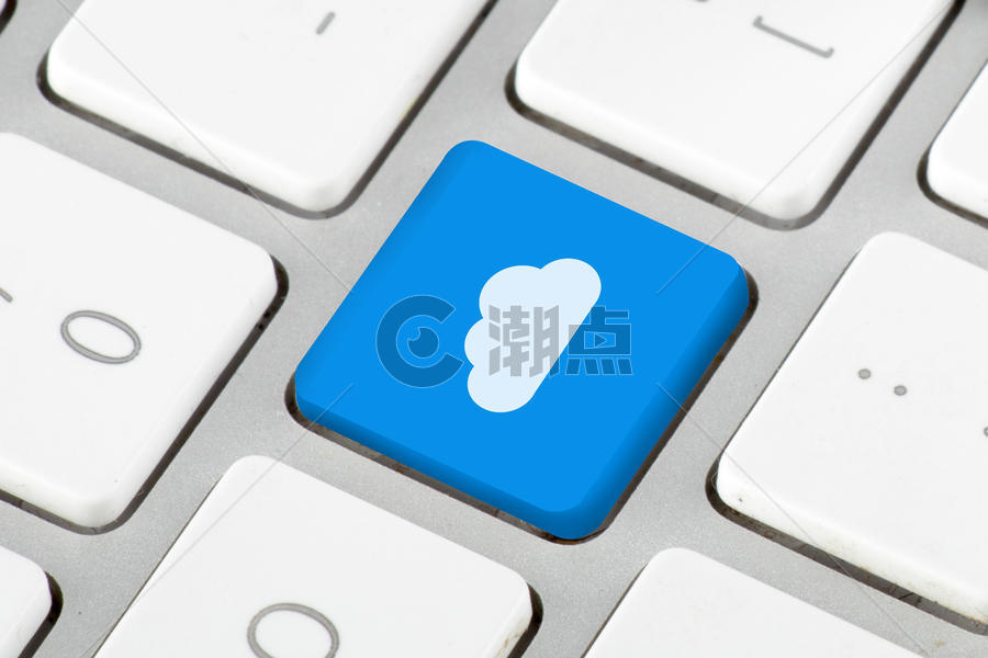 白键盘云端蓝色按键图片素材免费下载