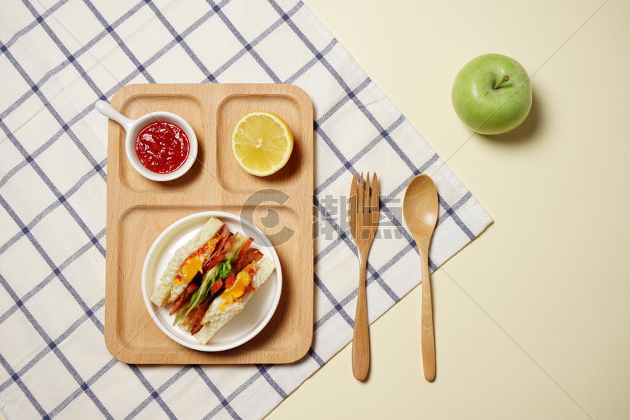 水果与三明治美食组合图片素材免费下载