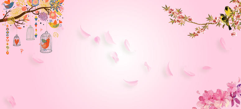 手绘印花粉色服装电商海报背景图片素材免费下载