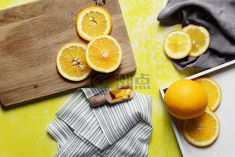 夏日橙子布景黄色背景素材图片素材免费下载