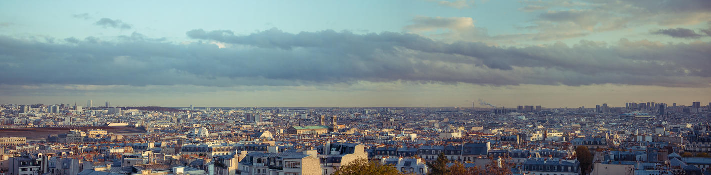 蒙马特高地鸟瞰巴黎城区全景图片素材免费下载