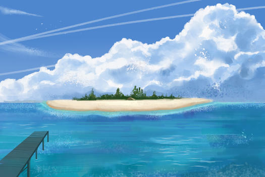 夏日海滩插画图片素材免费下载