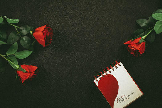 玫瑰与日历图片素材免费下载