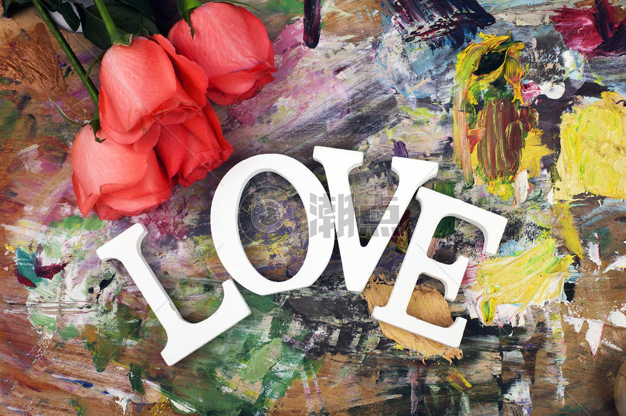 情人节画板上有玫瑰花有爱图片素材免费下载