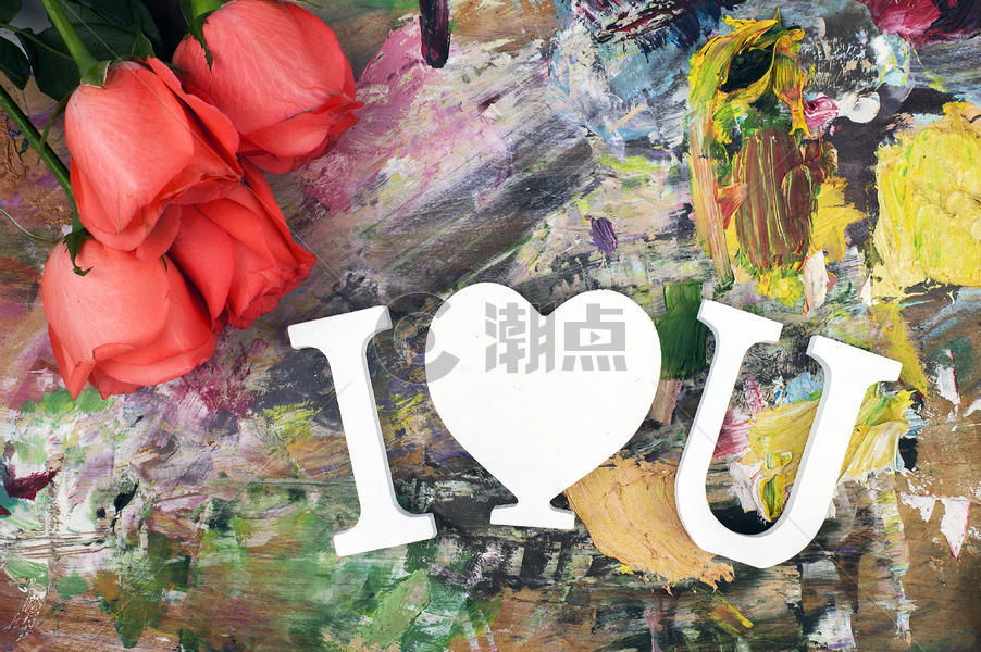 情人节画板上有玫瑰花有爱图片素材免费下载