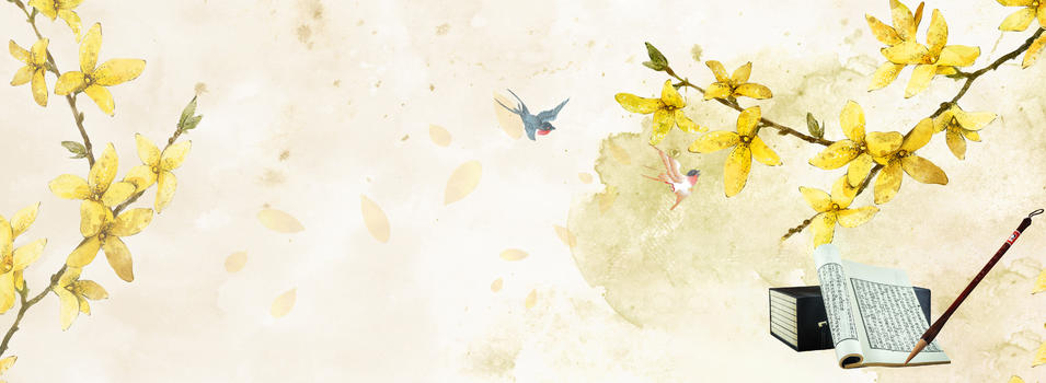 花卉水墨渲染图图片素材免费下载