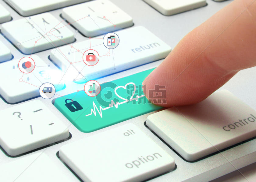 医疗科技键盘心跳背景图片素材免费下载