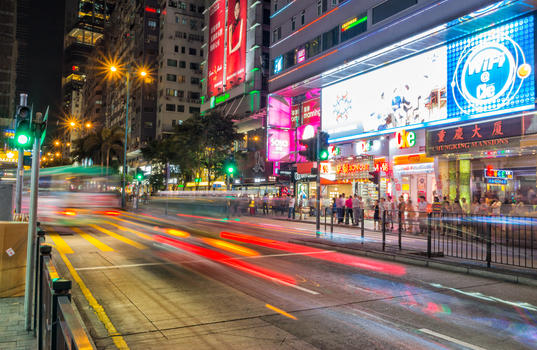 香港夜晚繁华街头图片素材免费下载