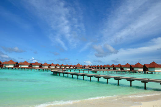 浪漫的马尔代夫水屋图片素材免费下载
