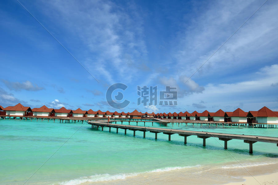 浪漫的马尔代夫水屋图片素材免费下载