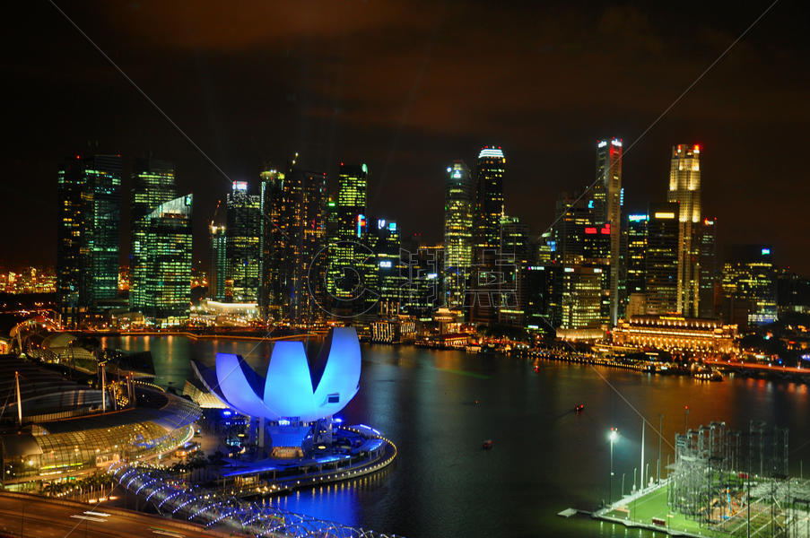 新加坡歌剧院夜景图片素材免费下载