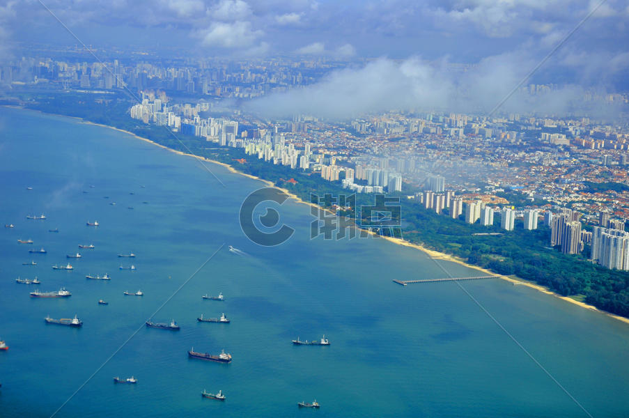 新加坡航拍城市海岸线图片素材免费下载