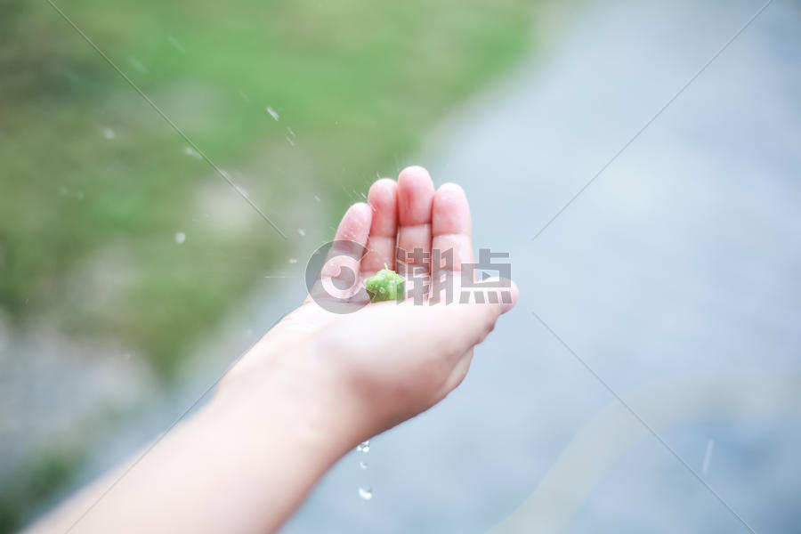 雨天伸手拿果实的小女孩图片素材免费下载