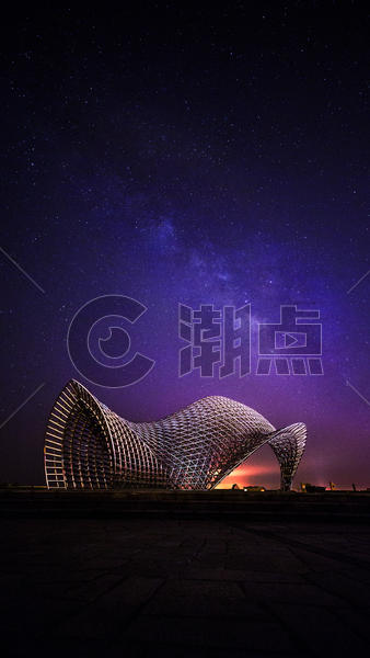 上海南汇嘴公园唯美星空夜景图片素材免费下载