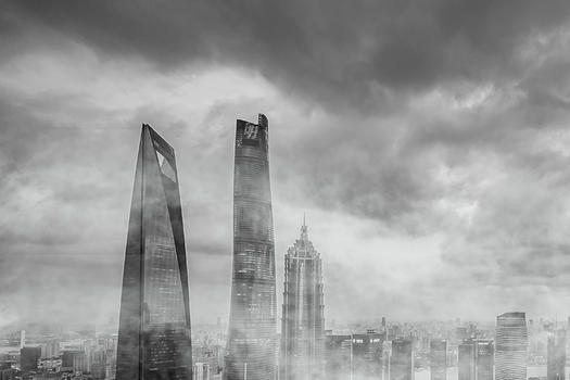 雾霾下的上海图片素材免费下载