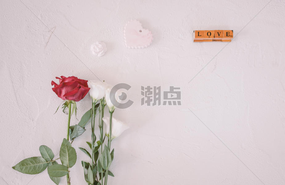 七夕情人节玫瑰白色背景素材图片素材免费下载