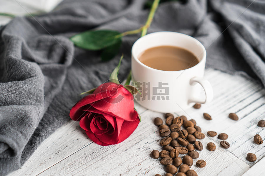 玫瑰浪漫咖啡豆图片素材免费下载