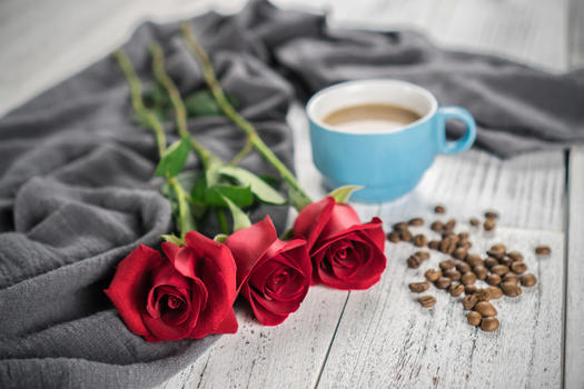 玫瑰浪漫咖啡图片素材免费下载