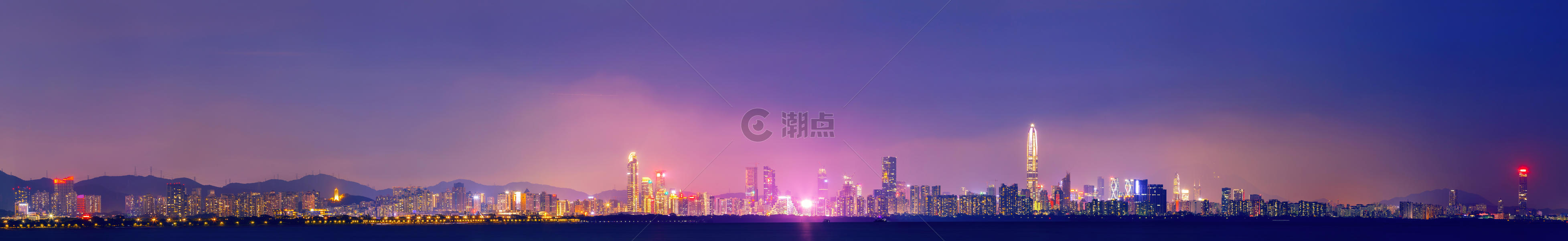 城市地平线夜景风光图片素材免费下载