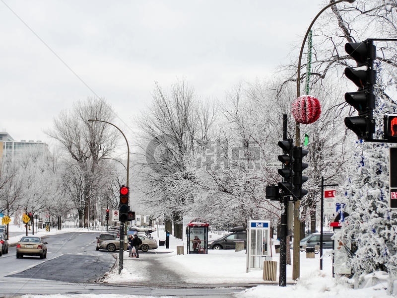 冬日下雪后的城市街头图片素材免费下载