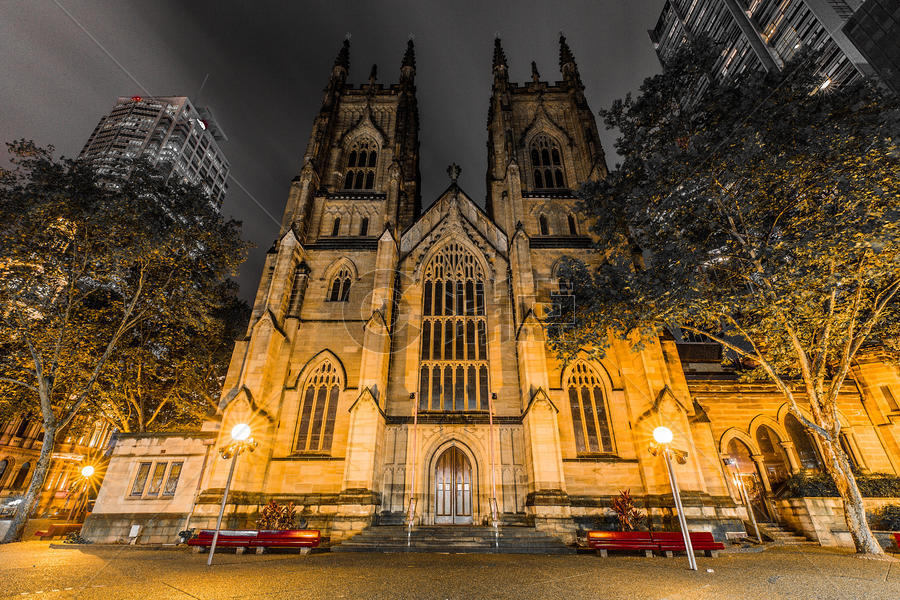 澳大利亚圣安德鲁圣詹姆斯大教堂夜景图片素材免费下载