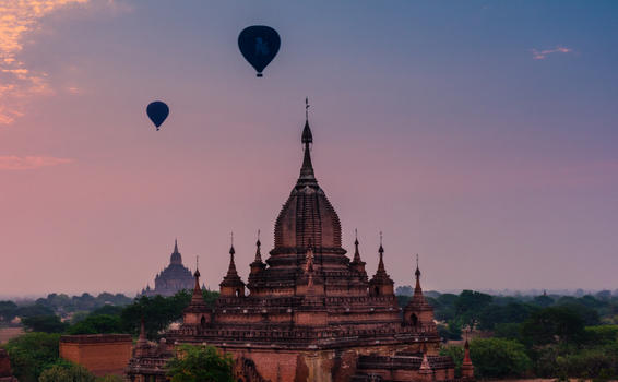 美丽的缅甸佛塔日出图片素材免费下载