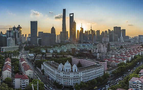 上海城市日落景观图片素材免费下载