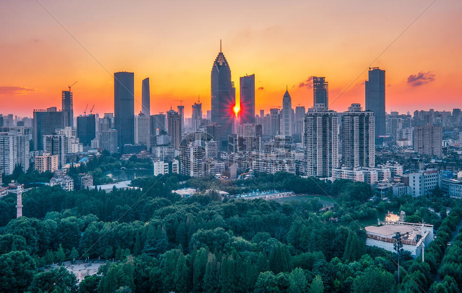 武汉城市风景日落金融街图片素材免费下载