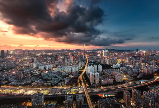 深圳夜色城市边际线图片素材免费下载