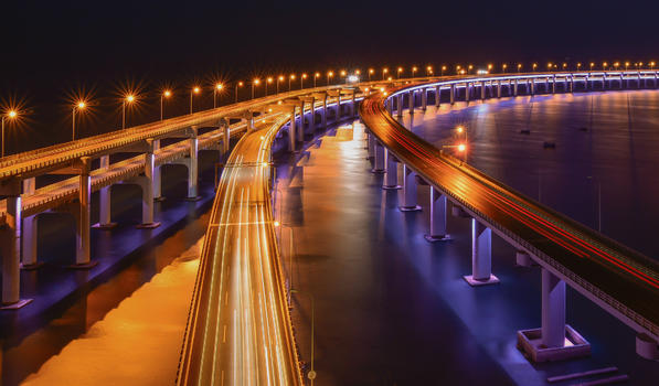 星海湾大桥夜色图片素材免费下载