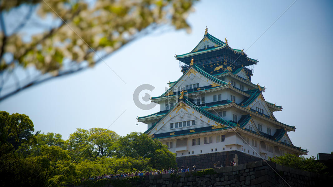 日本大阪城天守阁风貌图片素材免费下载