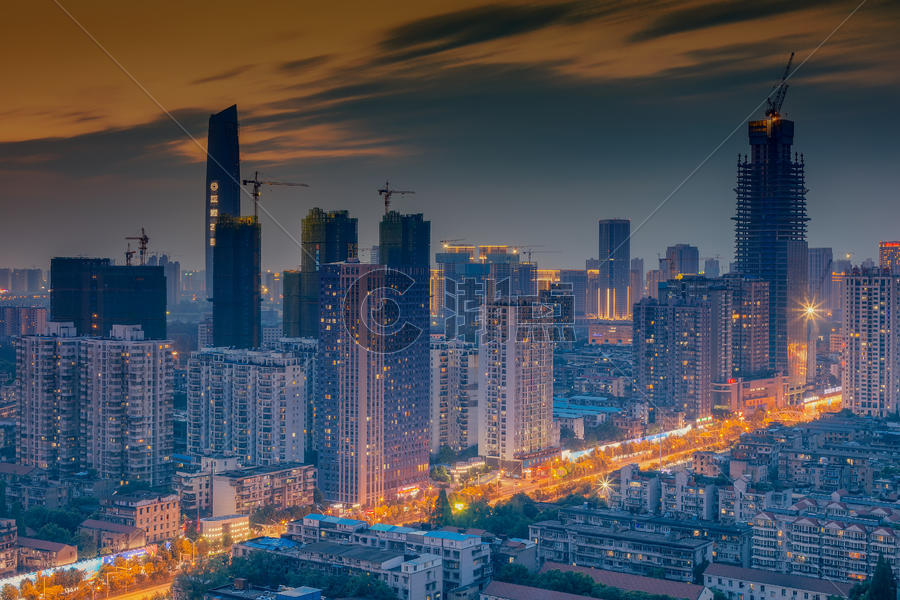 武汉城市风光高楼夜景图片素材免费下载