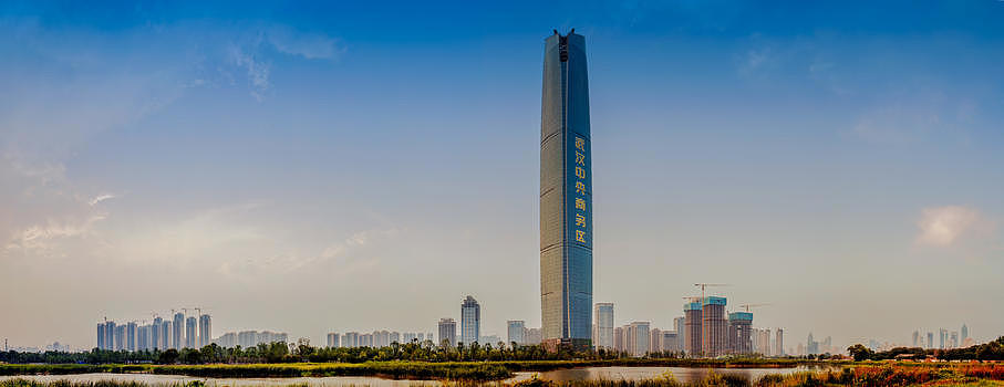 武汉黄昏商务区CBD高楼图片素材免费下载