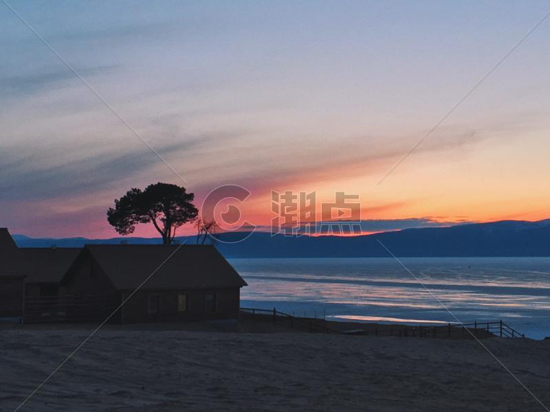 夕阳西下贝加尔湖图片素材免费下载