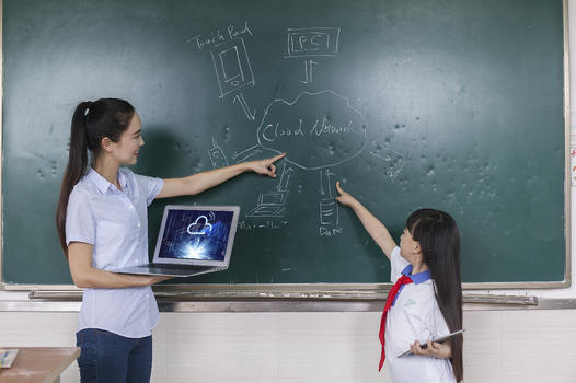 女老师和女同学在学校用电子产品上课图片素材免费下载