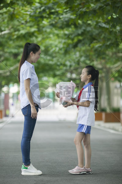 教师节女同学在校园里给女老师献花图片素材免费下载