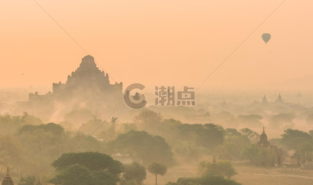 缅甸佛塔日出 热气球图片素材免费下载