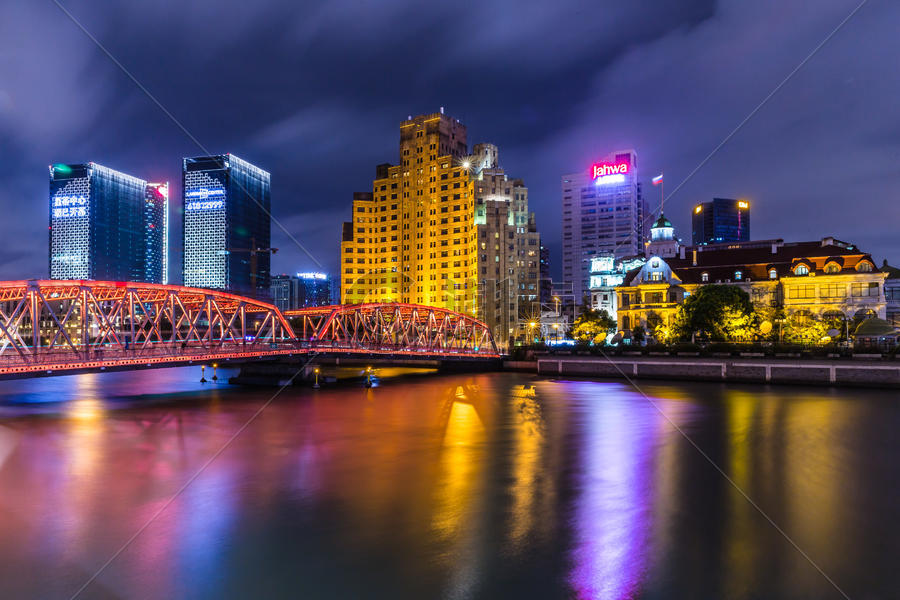 上海美丽夜景外白渡桥图片素材免费下载