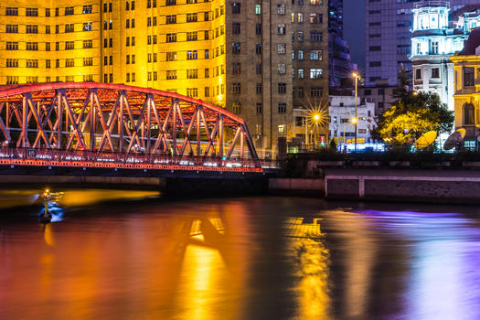 上海美丽夜景外白渡桥图片素材免费下载